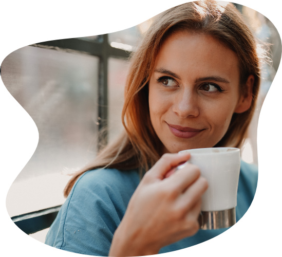 woman drinking coffee